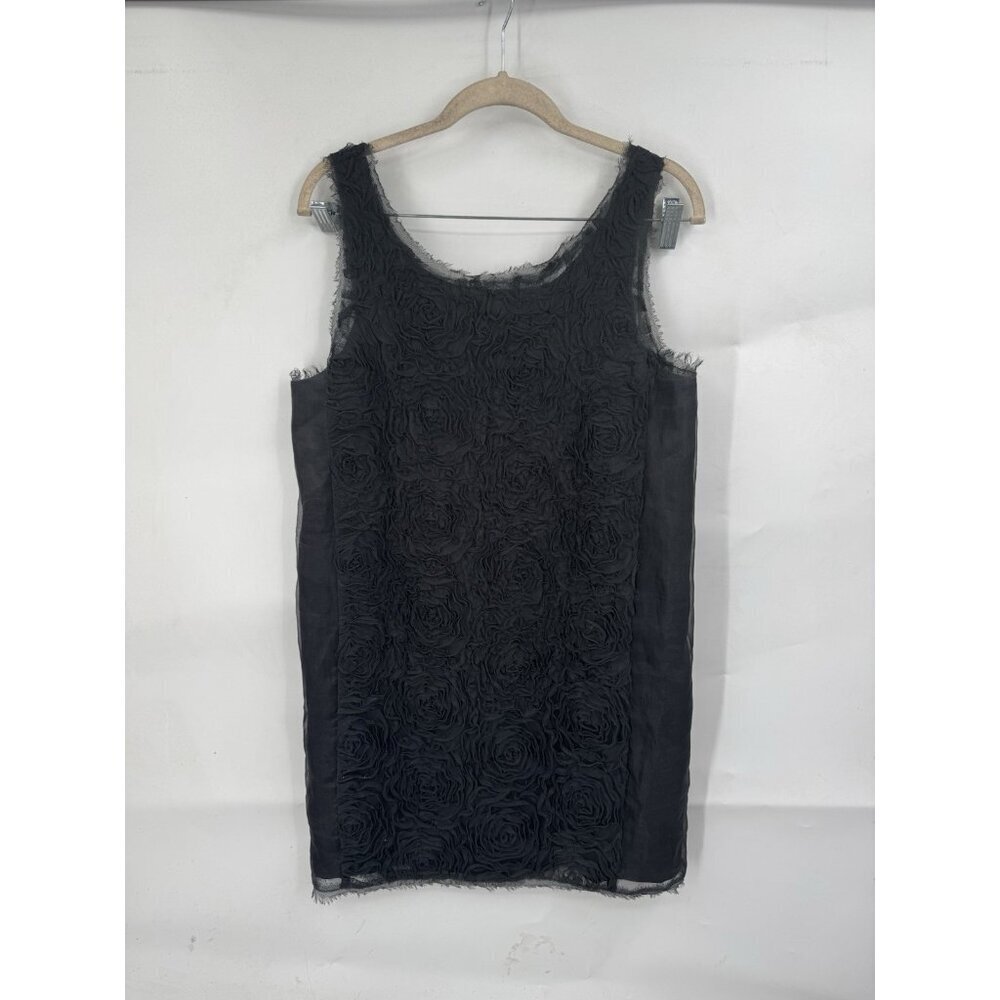 J. Crew Silk Tulle Rose Shift Mini Dress Gray Black‎ Size 4 Sleeveless Women